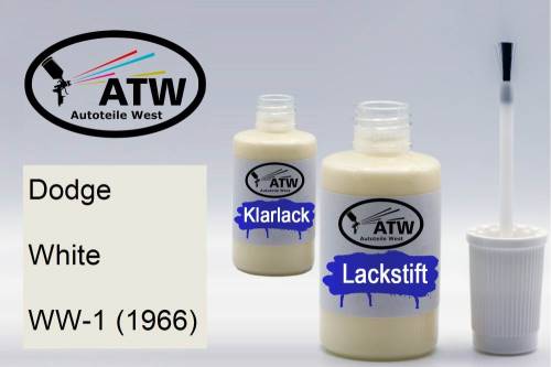 Dodge, White, WW-1 (1966): 20ml Lackstift + 20ml Klarlack - Set, von ATW Autoteile West.